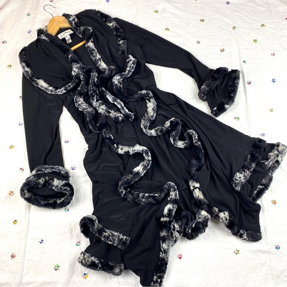 Vintage Joseph Ribkoff black draped ruffled duster - Picture 4 of 10